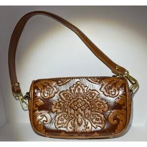 Tooled leather shoulder bag
